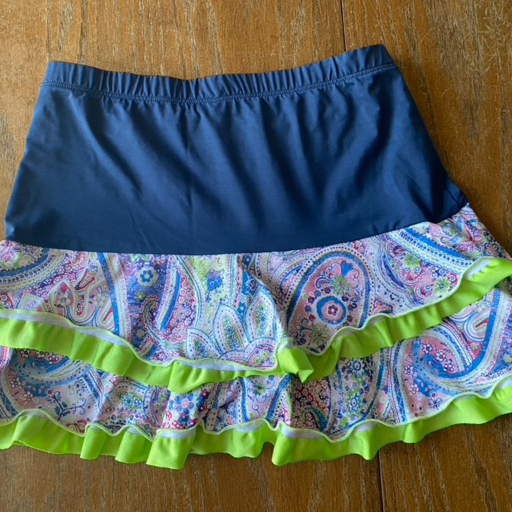 Denise Cronwall Paisley Ruffle Tennis Skirt